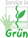 Green service logo with plant and hand